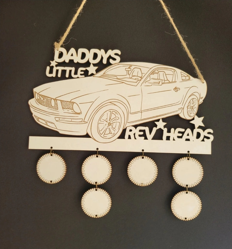 Daddy's/ Pops  Little Rev Heads Wall Hanger, Custom Wood Sign,Personalised Wall Sign