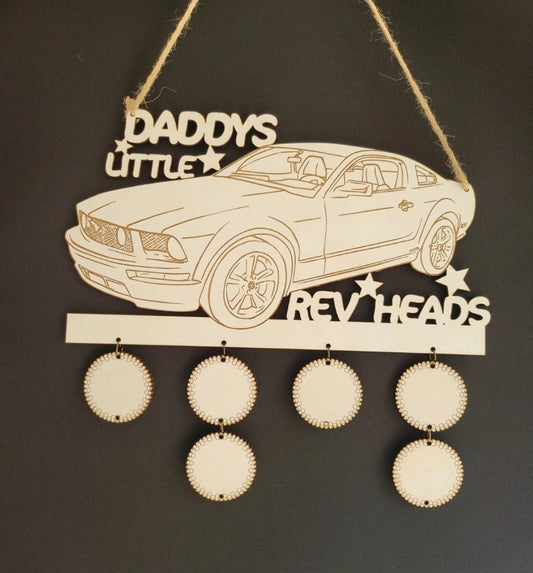 Daddy's/ Pops  Little Rev Heads Wall Hanger, Custom Wood Sign,Personalised Wall Sign