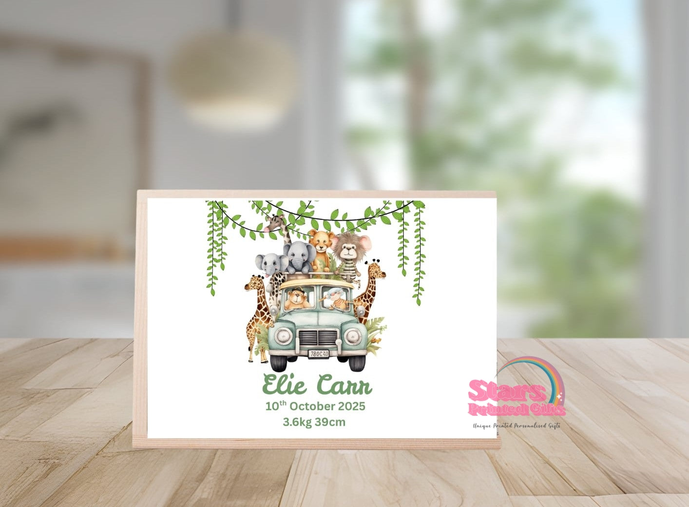 Personalised Wooden Mini Keepsake Box | Custom Name & Photo Trinket Box | Small Memory Box for Baby- Safari Ute