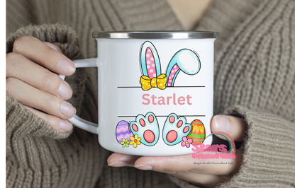 Easter Bunny Ears Personalised Enamel Mug