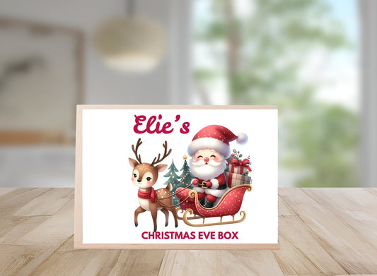 Christmas Eve Personalised Wooden Box With Sliding Lid, Two Sizes,  1st December Custom  Box- Reindeer Santa
