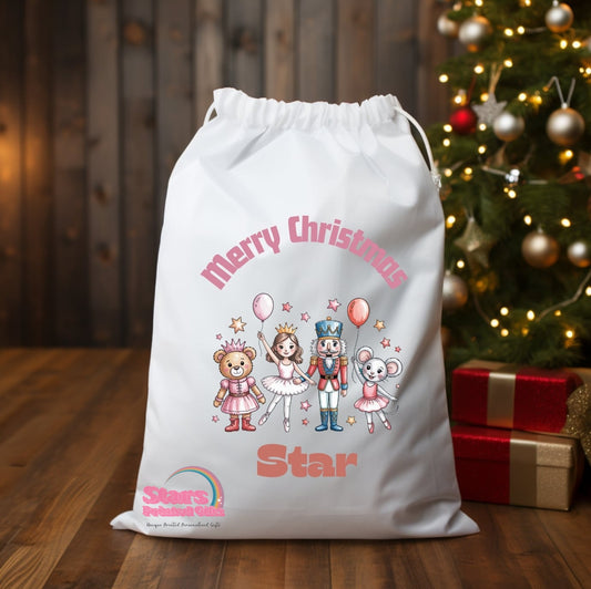 Personalised Christmas Santa Sack Christmas Nutcracker / Custom Name Christmas Gift Bag / Reuseable Christmas Toy Bag For Kids