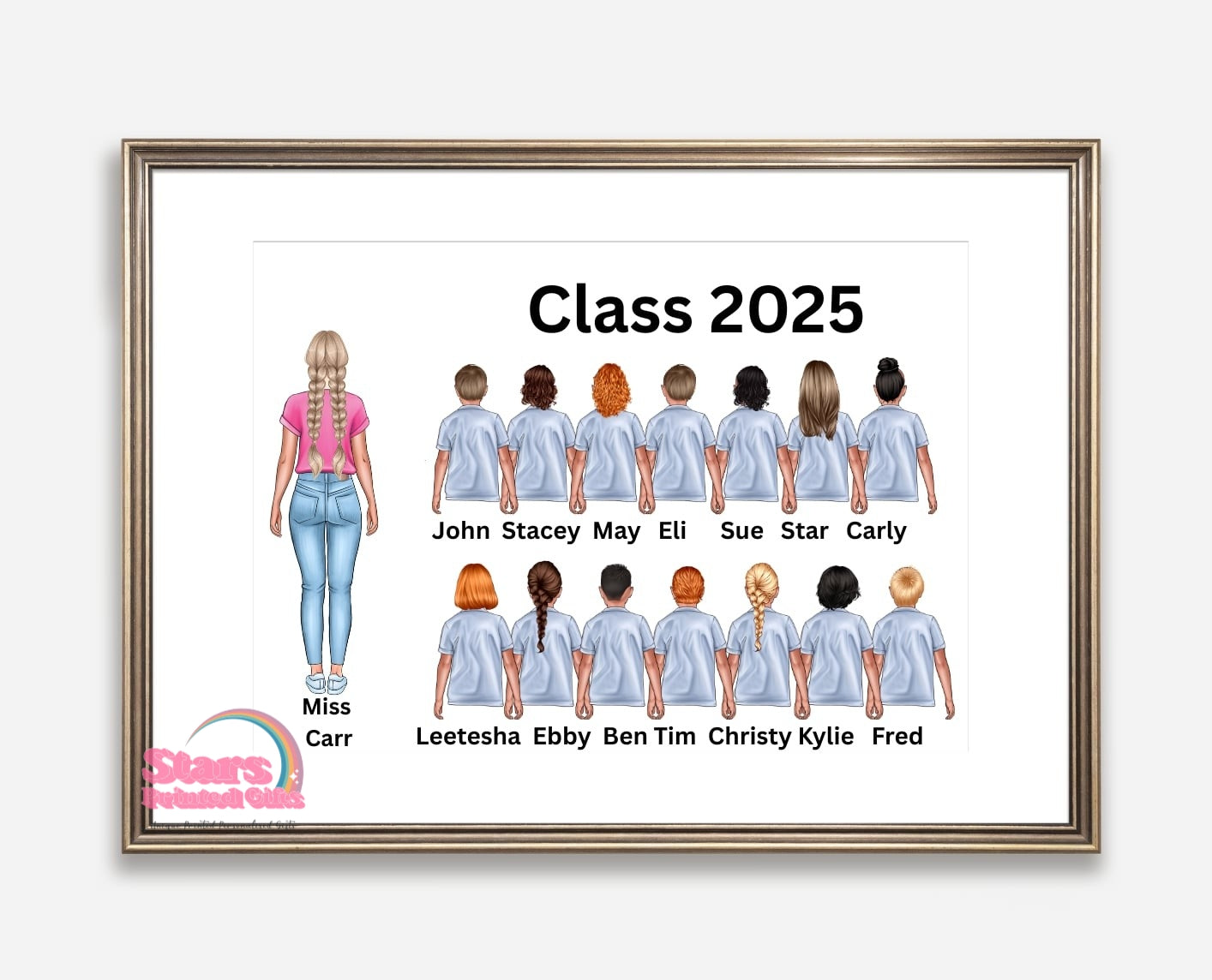 Personalised Teacher Artwork, Custom Teacher Portrait , School Photo Artwork , Digital Print, Printed or Framed Gift.