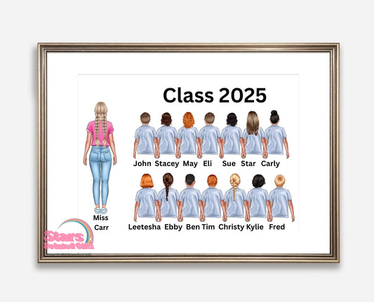 Personalised Teacher Artwork, Custom Teacher Portrait , School Photo Artwork , Digital Print, Printed or Framed Gift.