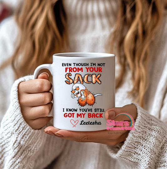 Step Dad's  Funny Sperm Mug, Personalised Father's Day Gift.