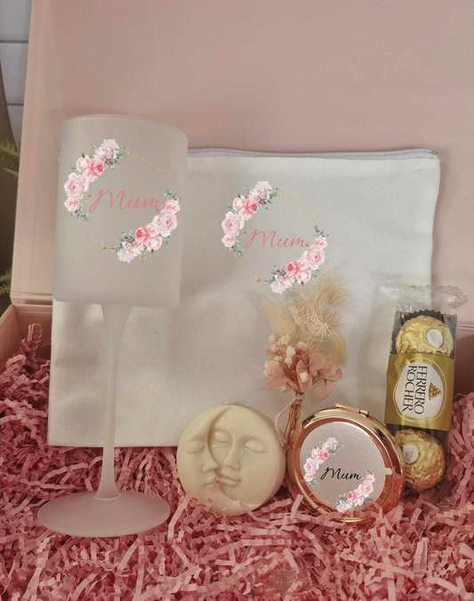 Mothers Day Gift Hamper, Personalised Pink Floral Gift Set, Gift For Her.